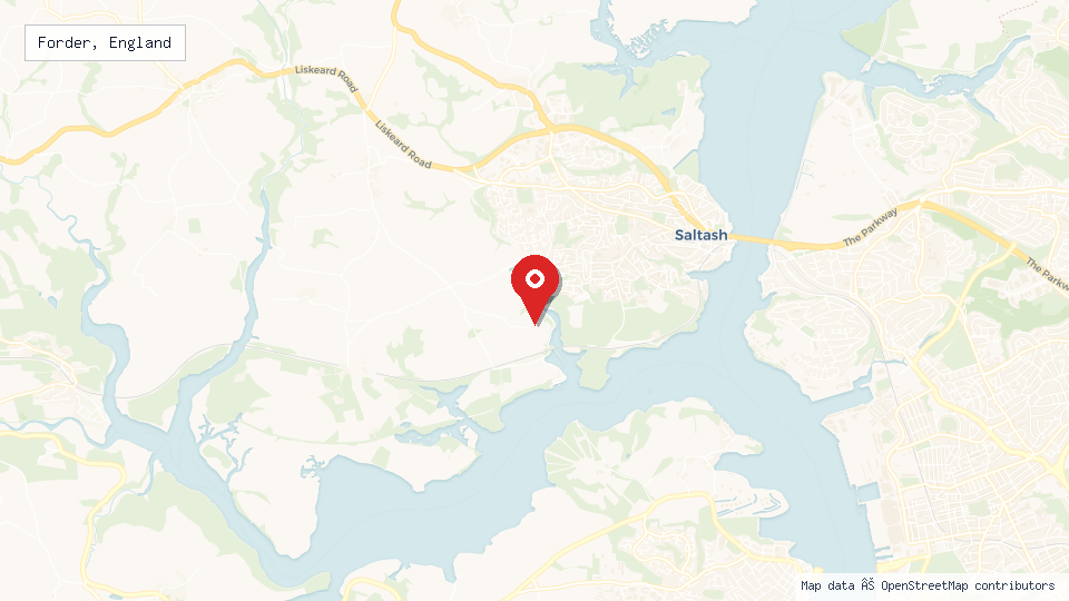 Street map of Forder, England with location pin