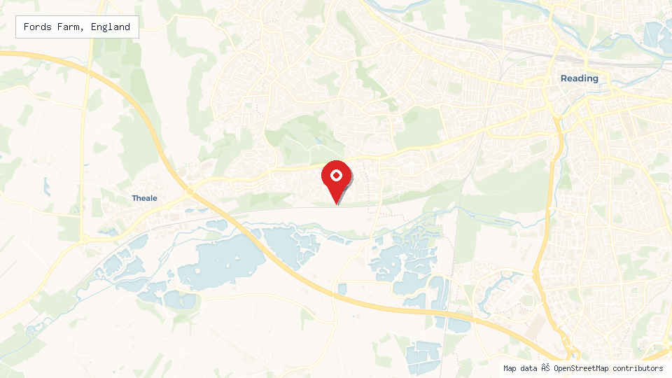Street map of Fords Farm, England with location pin