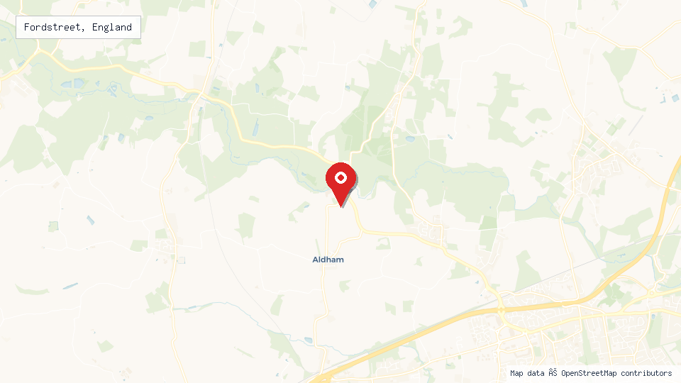 Street map of Fordstreet, England with location pin