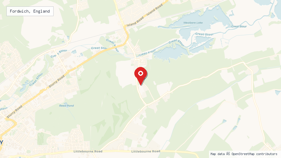 Street map of Fordwich, England with location pin