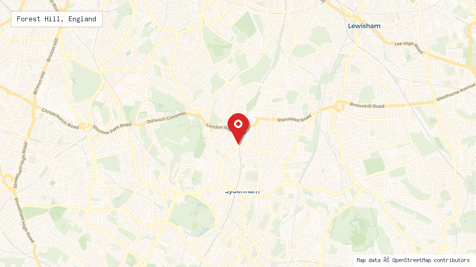 Street map of Forest Hill, England with location pin