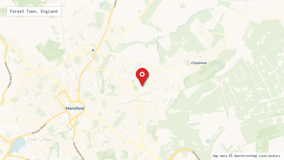 Street map of Forest Town, England with location pin