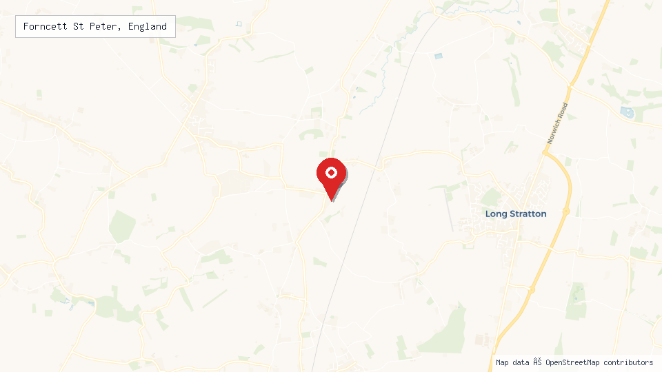 Street map of Forncett St Peter, England with location pin