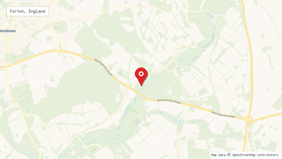Street map of Forton, England with location pin