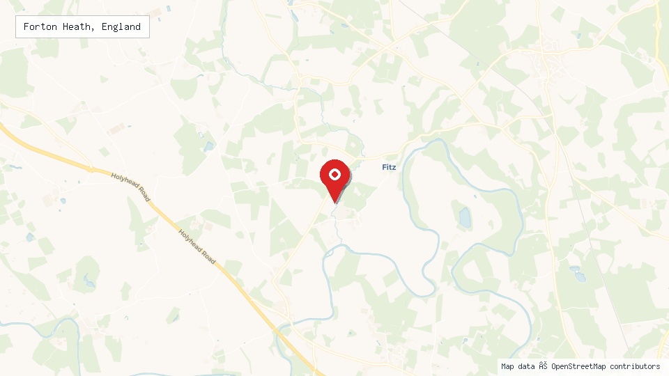 Street map of Forton Heath, England with location pin