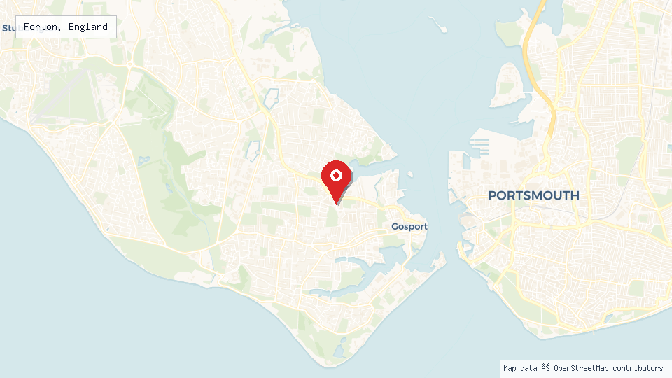 Street map of Forton, England with location pin