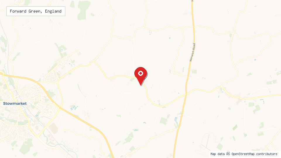 Street map of Forward Green, England with location pin