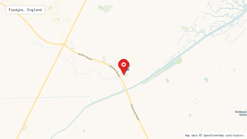 Street map of Fosdyke, England with location pin