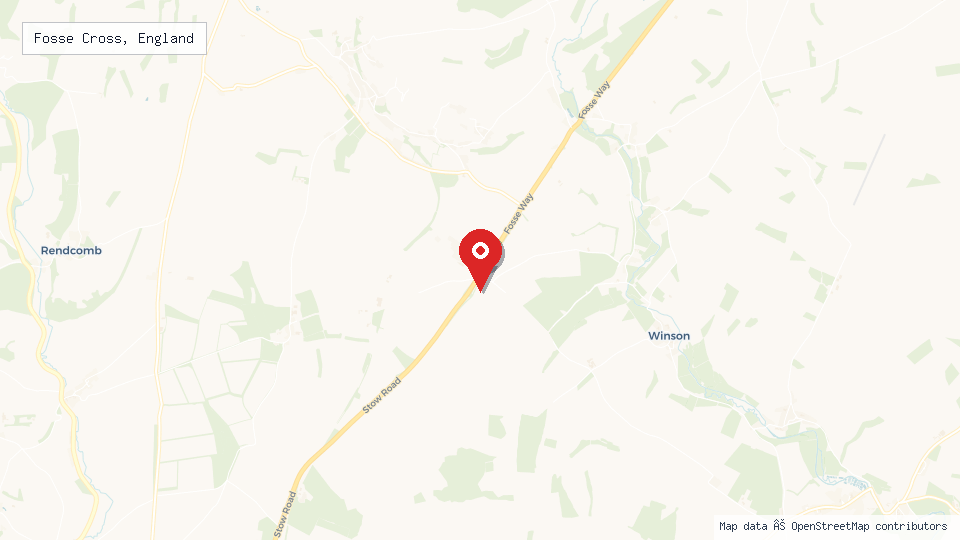 Street map of Fosse Cross, England with location pin