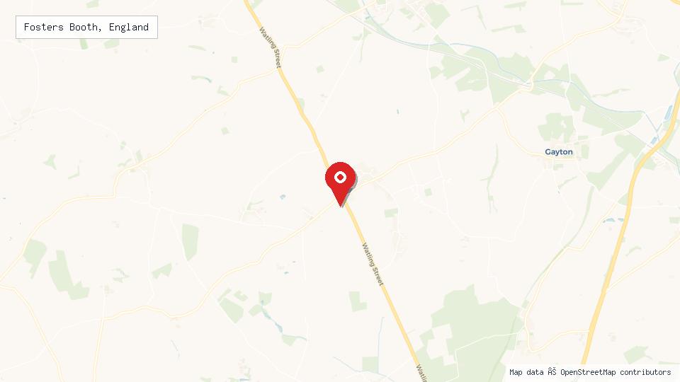 Street map of Fosters Booth, England with location pin