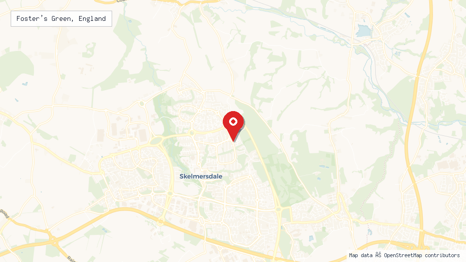 Street map of Foster's Green, England with location pin