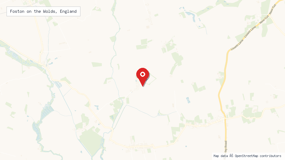 Street map of Foston on the Wolds, England with location pin