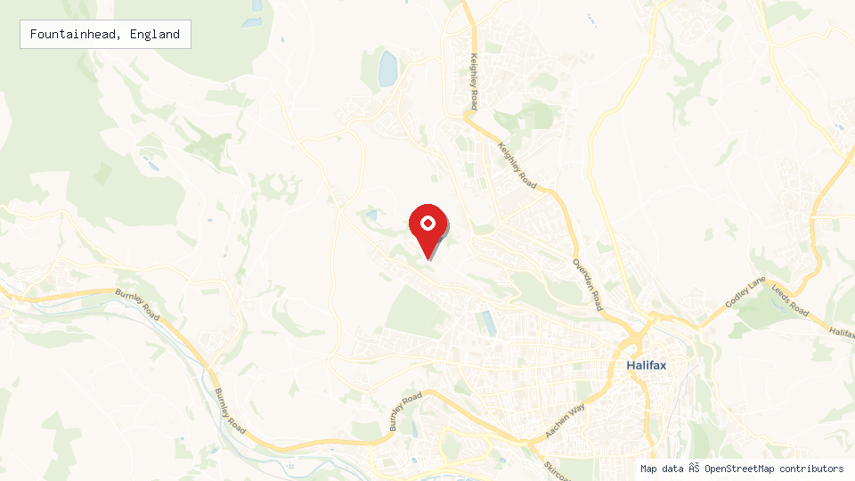 Street map of Fountainhead, England with location pin