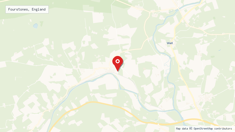 Street map of Fourstones, England with location pin