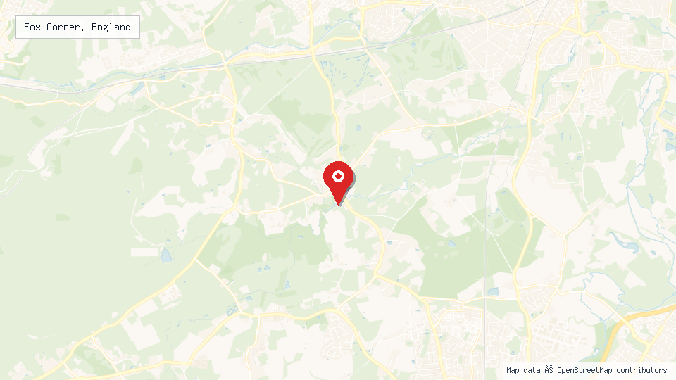 Street map of Fox Corner, England with location pin