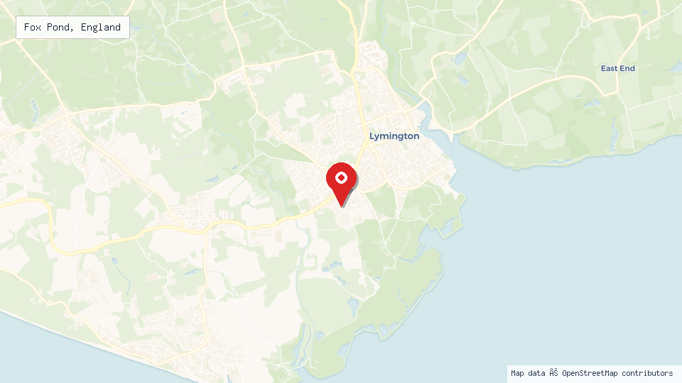 Street map of Fox Pond, England with location pin