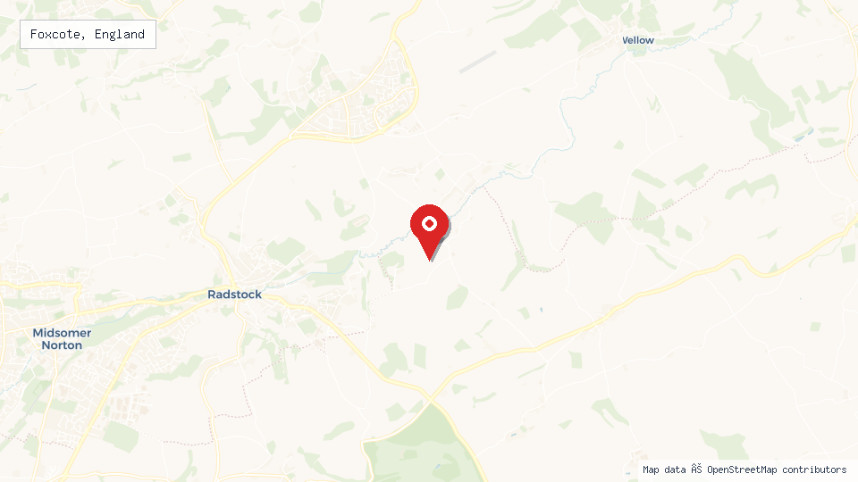 Street map of Foxcote, England with location pin