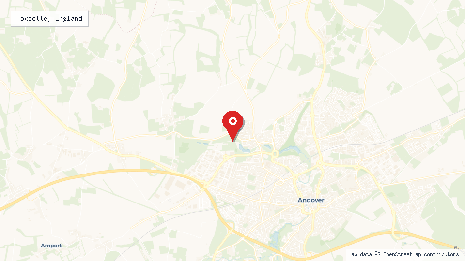 Street map of Foxcotte, England with location pin