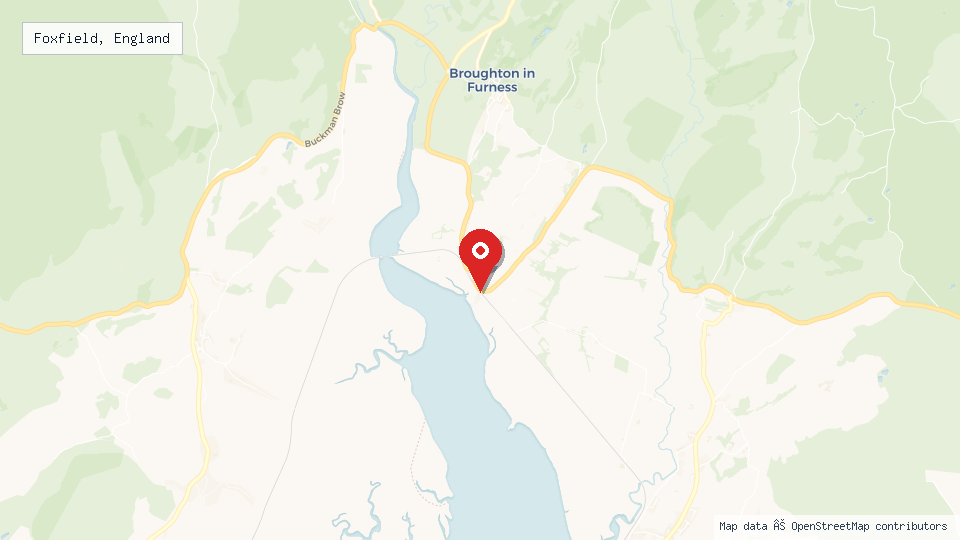 Street map of Foxfield, England with location pin