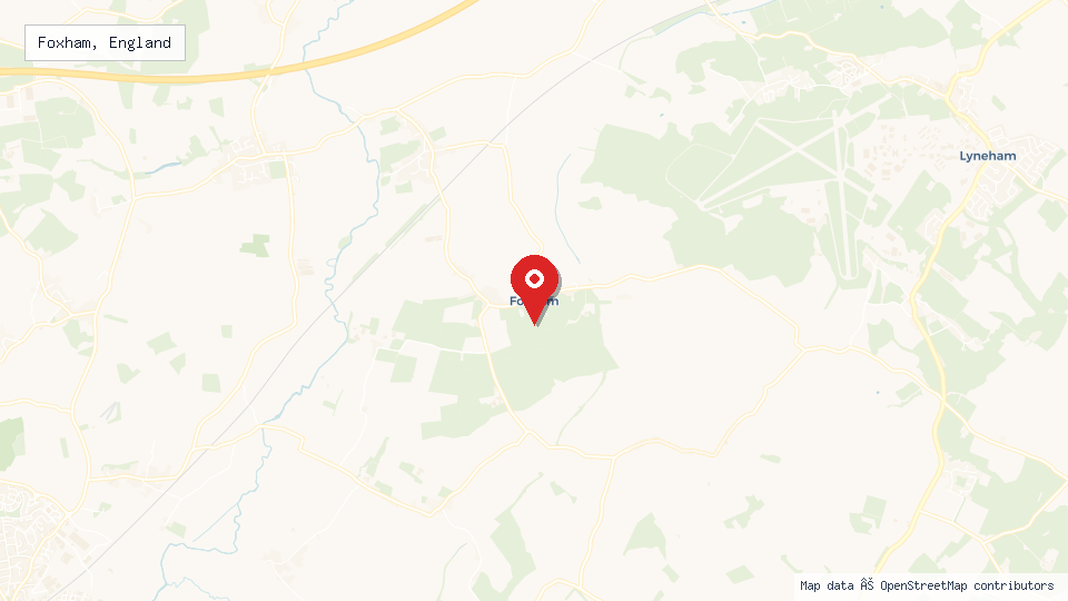 Street map of Foxham, England with location pin