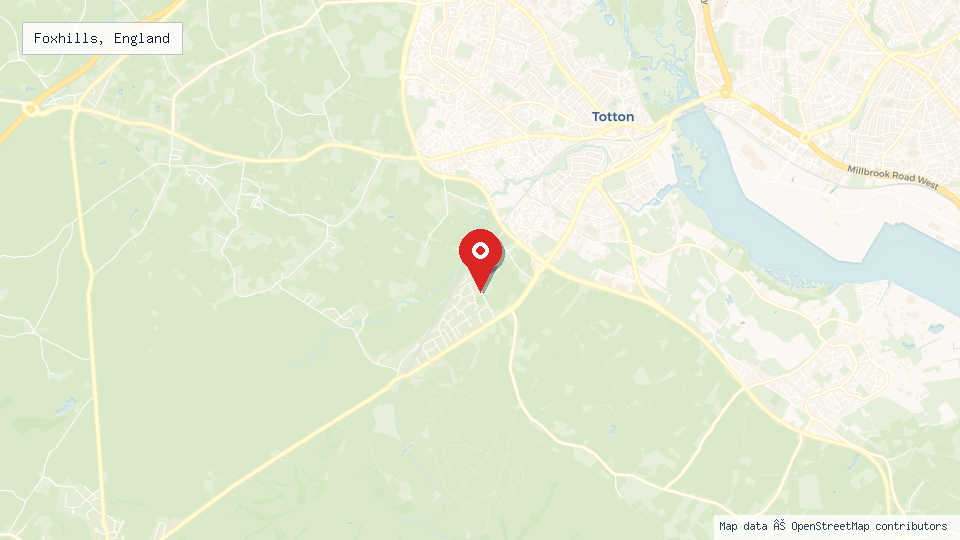 Street map of Foxhills, England with location pin