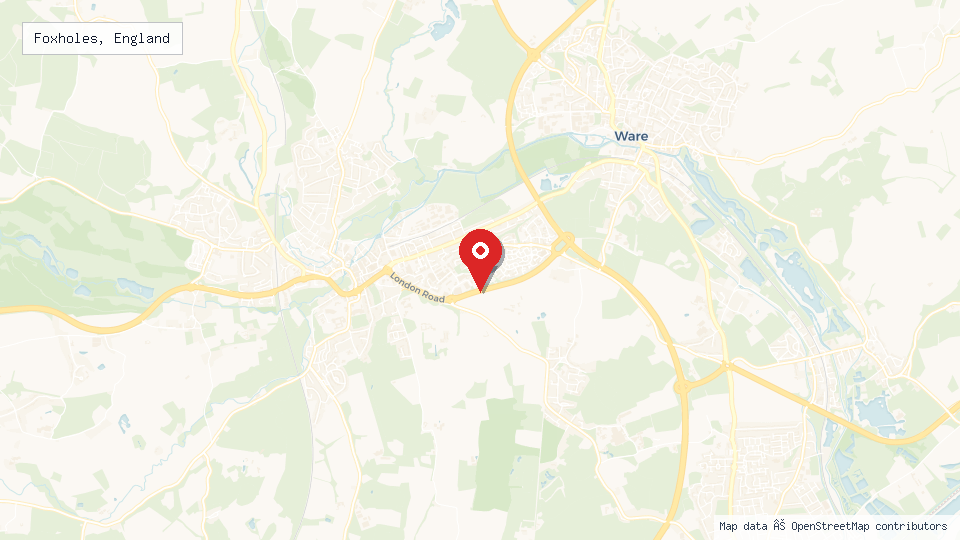 Street map of Foxholes, England with location pin