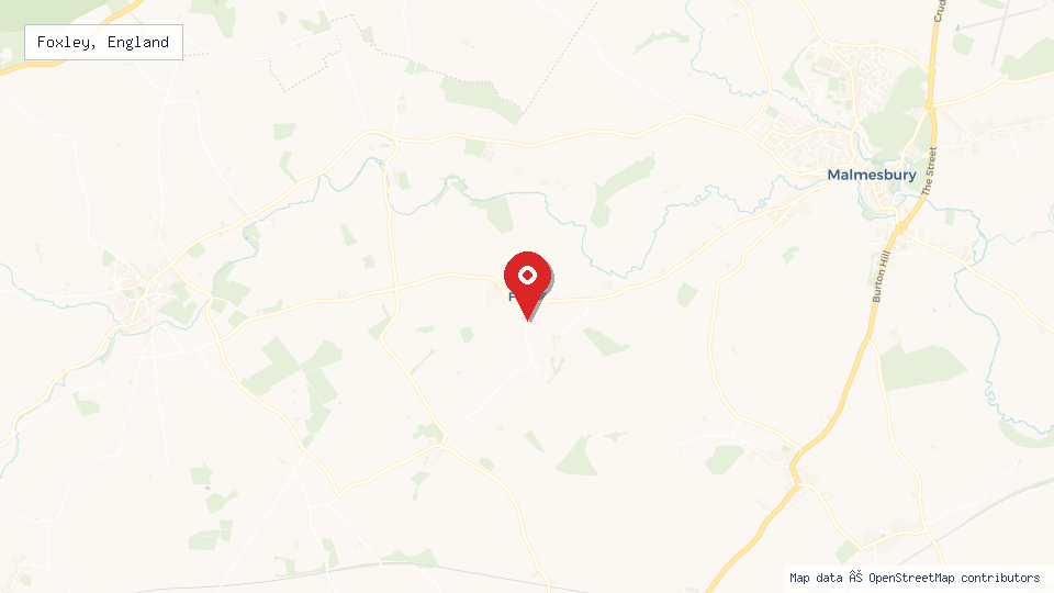 Street map of Foxley, England with location pin