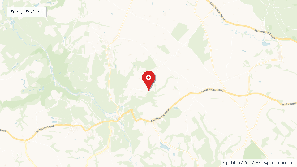Street map of Foxt, England with location pin
