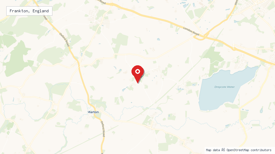 Street map of Frankton, England with location pin