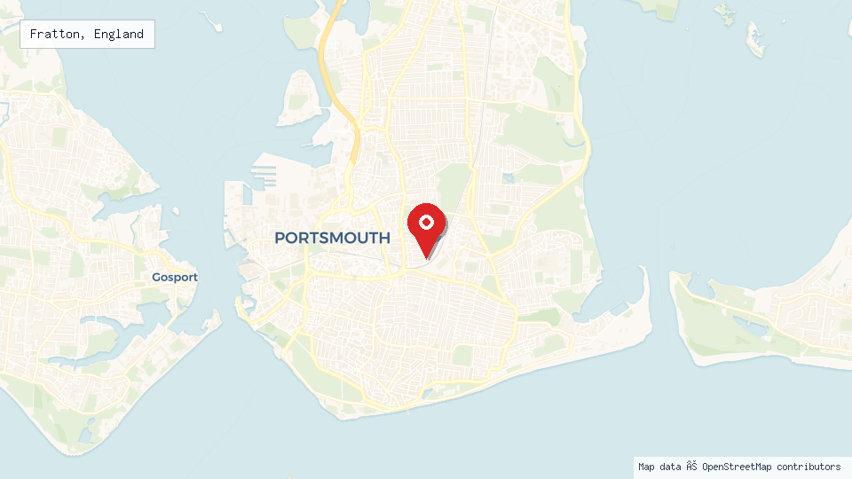 Street map of Fratton, England with location pin