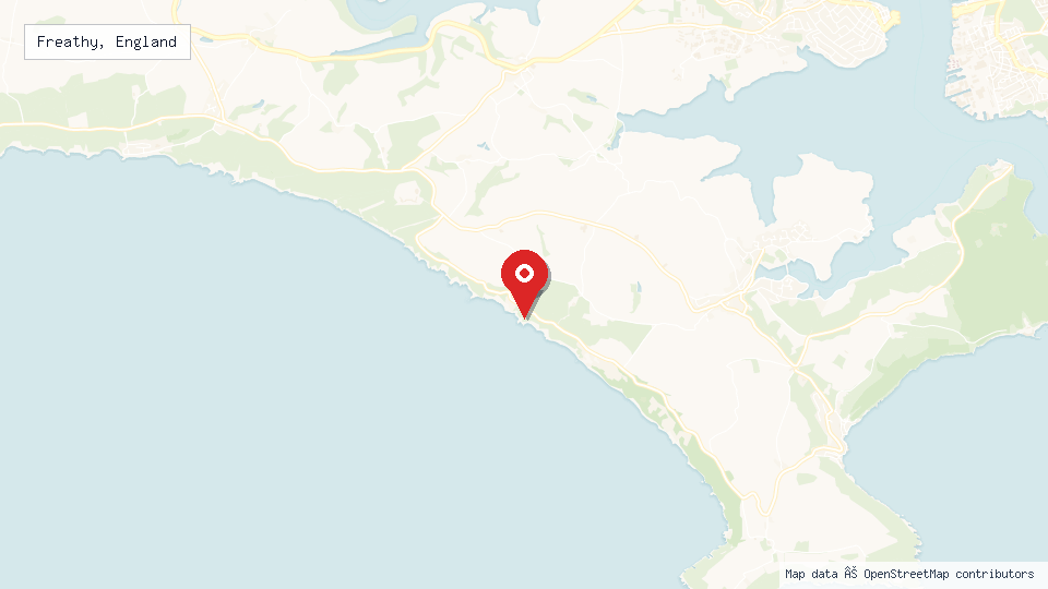Street map of Freathy, England with location pin