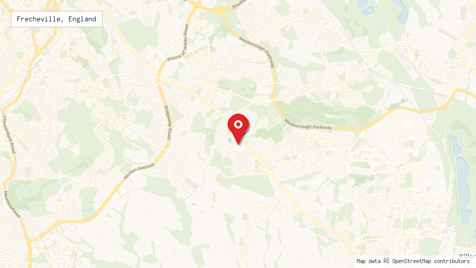 Street map of Frecheville, England with location pin