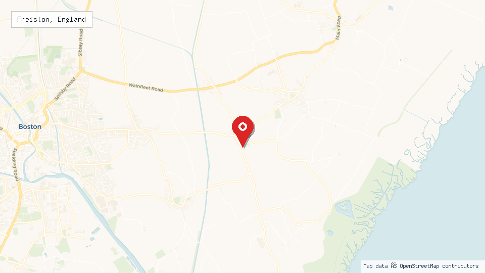 Street map of Freiston, England with location pin