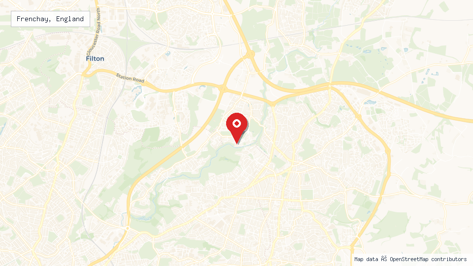 Street map of Frenchay, England with location pin