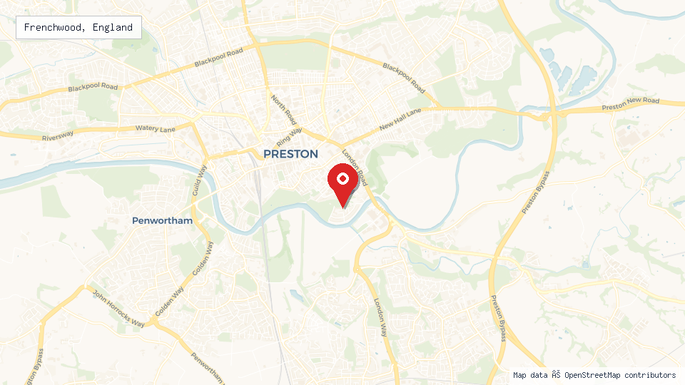 Street map of Frenchwood, England with location pin