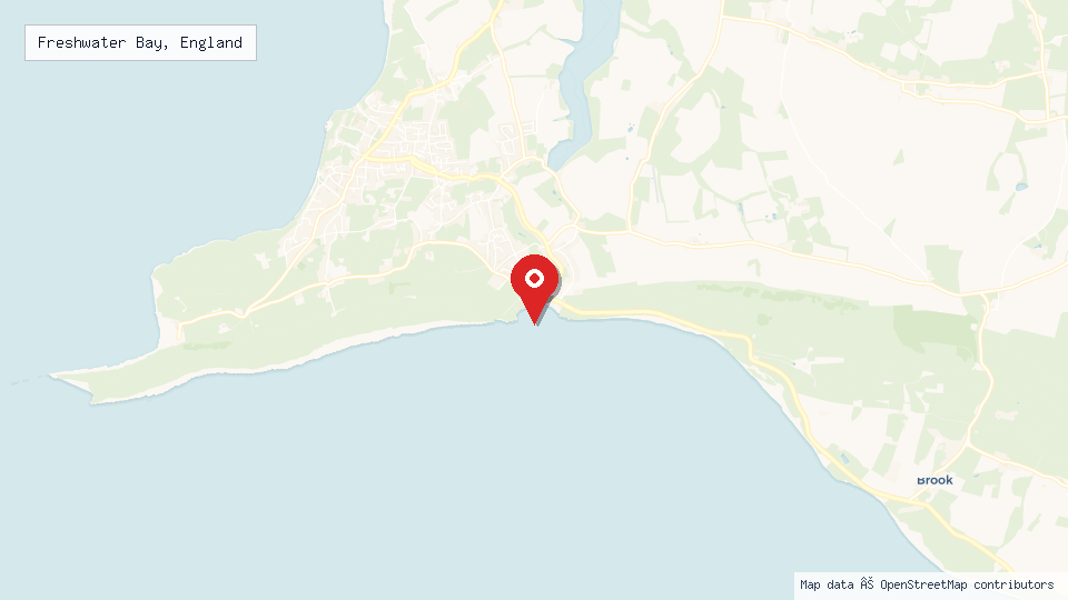 Street map of Freshwater Bay, England with location pin