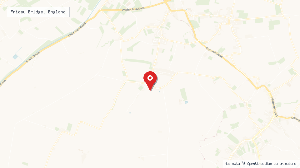 Street map of Friday Bridge, England with location pin