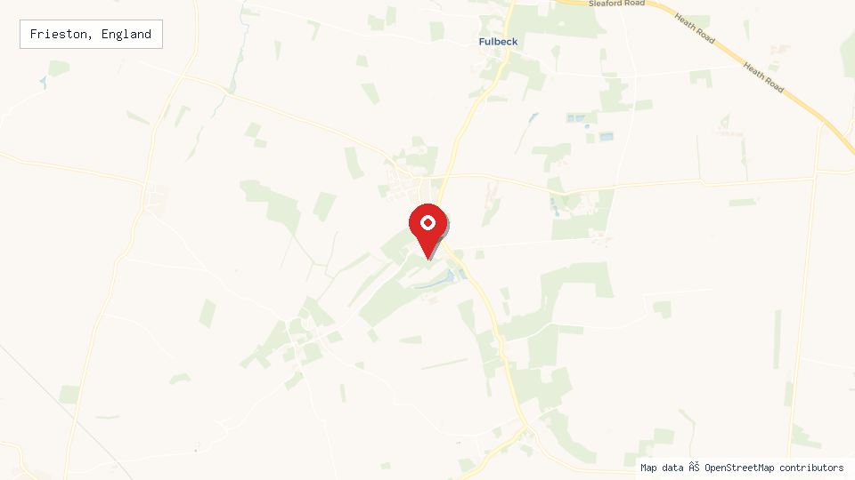 Street map of Frieston, England with location pin