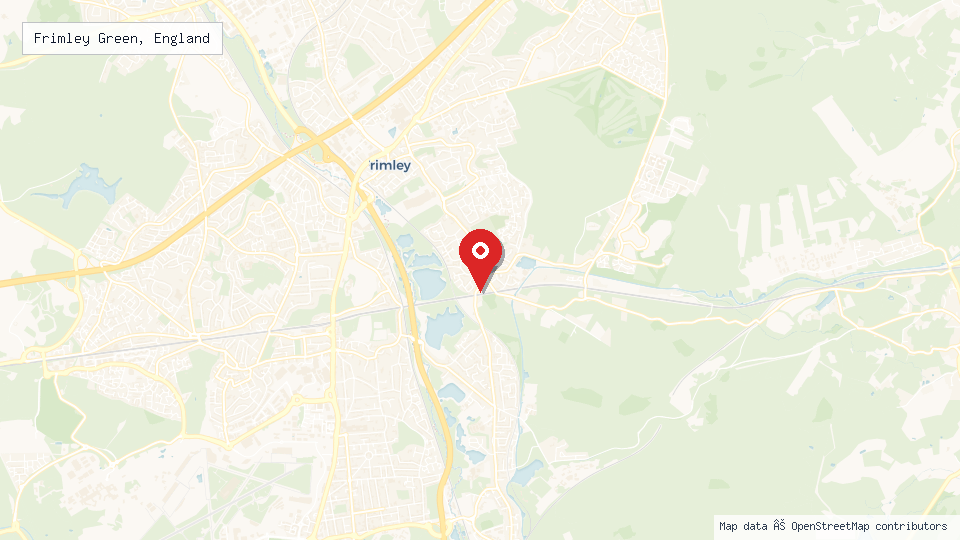 Street map of Frimley Green, England with location pin