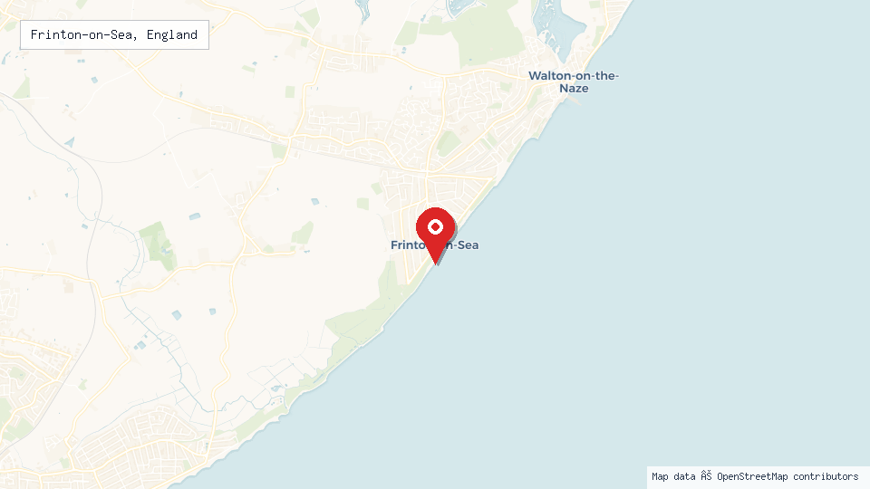 Street map of Frinton-on-Sea, England with location pin