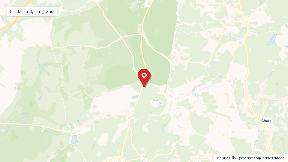 Street map of Frith End, England with location pin