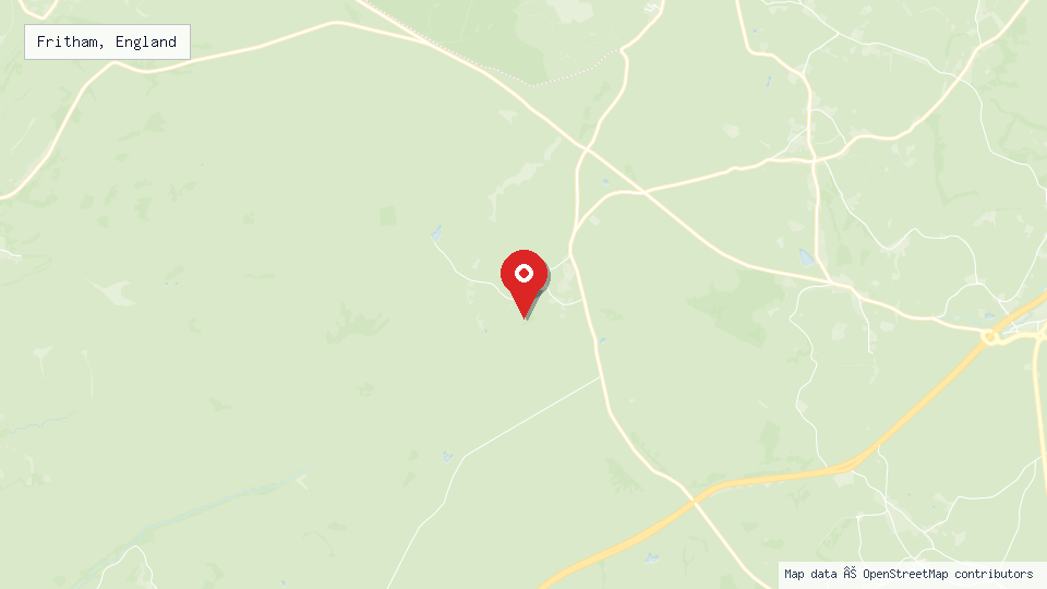 Street map of Fritham, England with location pin
