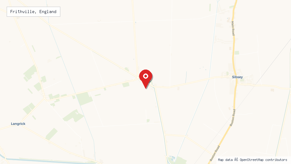 Street map of Frithville, England with location pin