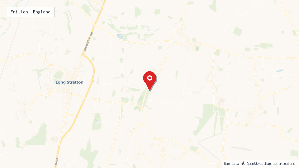 Street map of Fritton, England with location pin