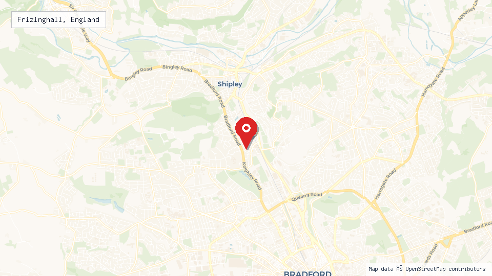 Street map of Frizinghall, England with location pin