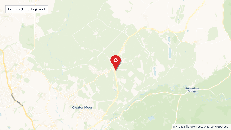 Street map of Frizington, England with location pin