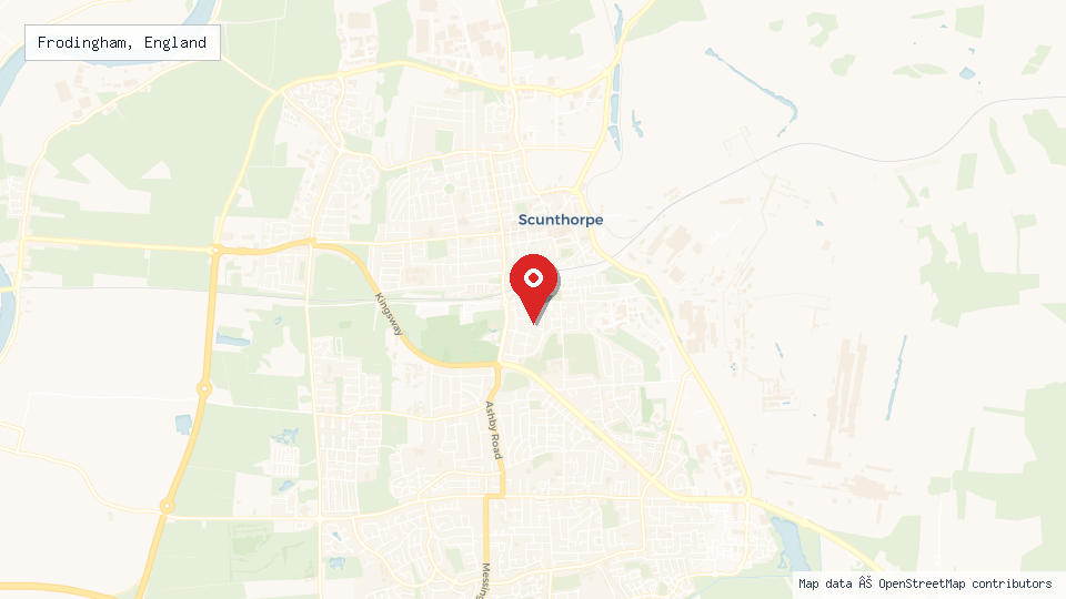 Street map of Frodingham, England with location pin