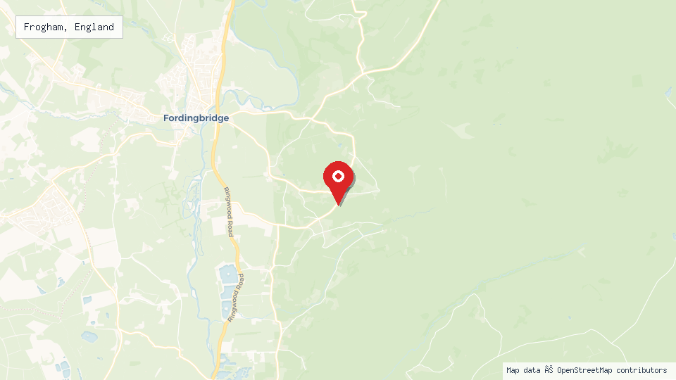 Street map of Frogham, England with location pin