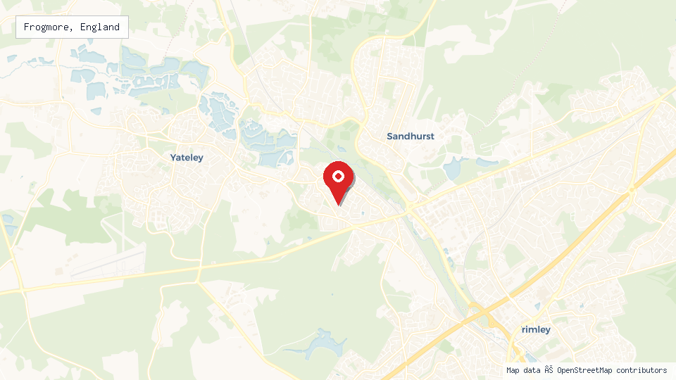 Street map of Frogmore, England with location pin