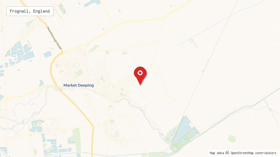Street map of Frognall, England with location pin